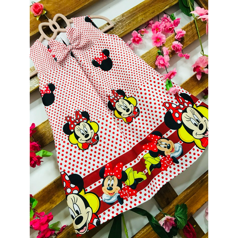 vestido infantil Minnie Vermelho temático minie