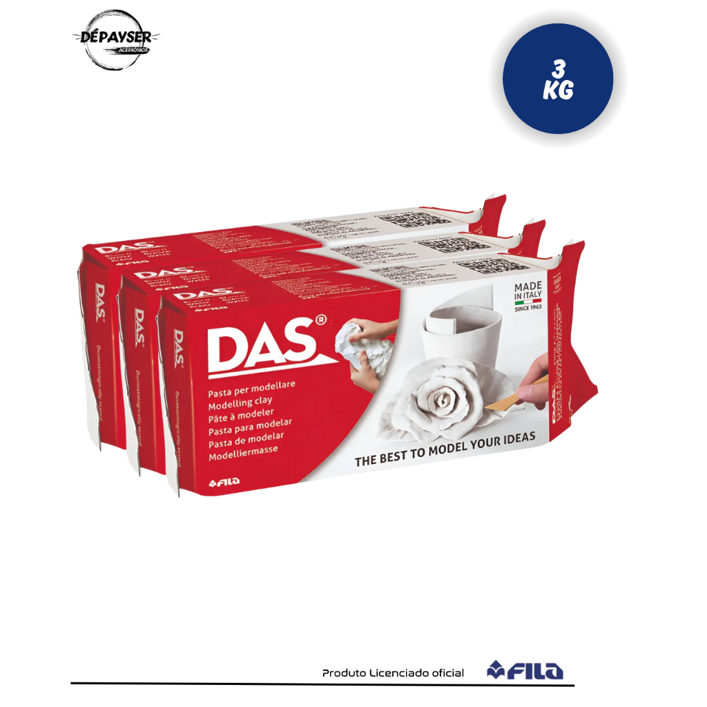 Massa de Modelar e Escultura de Cerâmica Fria 3KG Branca - DAS em Oferta na Shopee