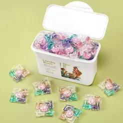 50PCS Cápsulas de Detergente Sabão Lava Roupas 5 em 1 Perfume Limpeza Profunda Maciez Proteção Tecido Lavanderia