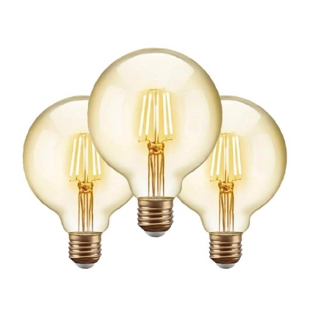 Kit 2/3/4/5/8 Lâmpadas de Filamento LED G95 Luz Morna Elgin