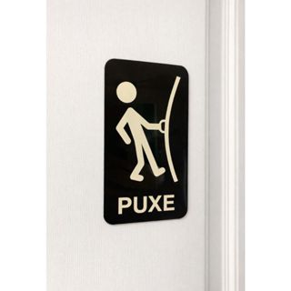 Kit  Placa Puxe/Empurre em Acrílico Preto com Gravação a Laser 9x15 em Oferta na Shopee