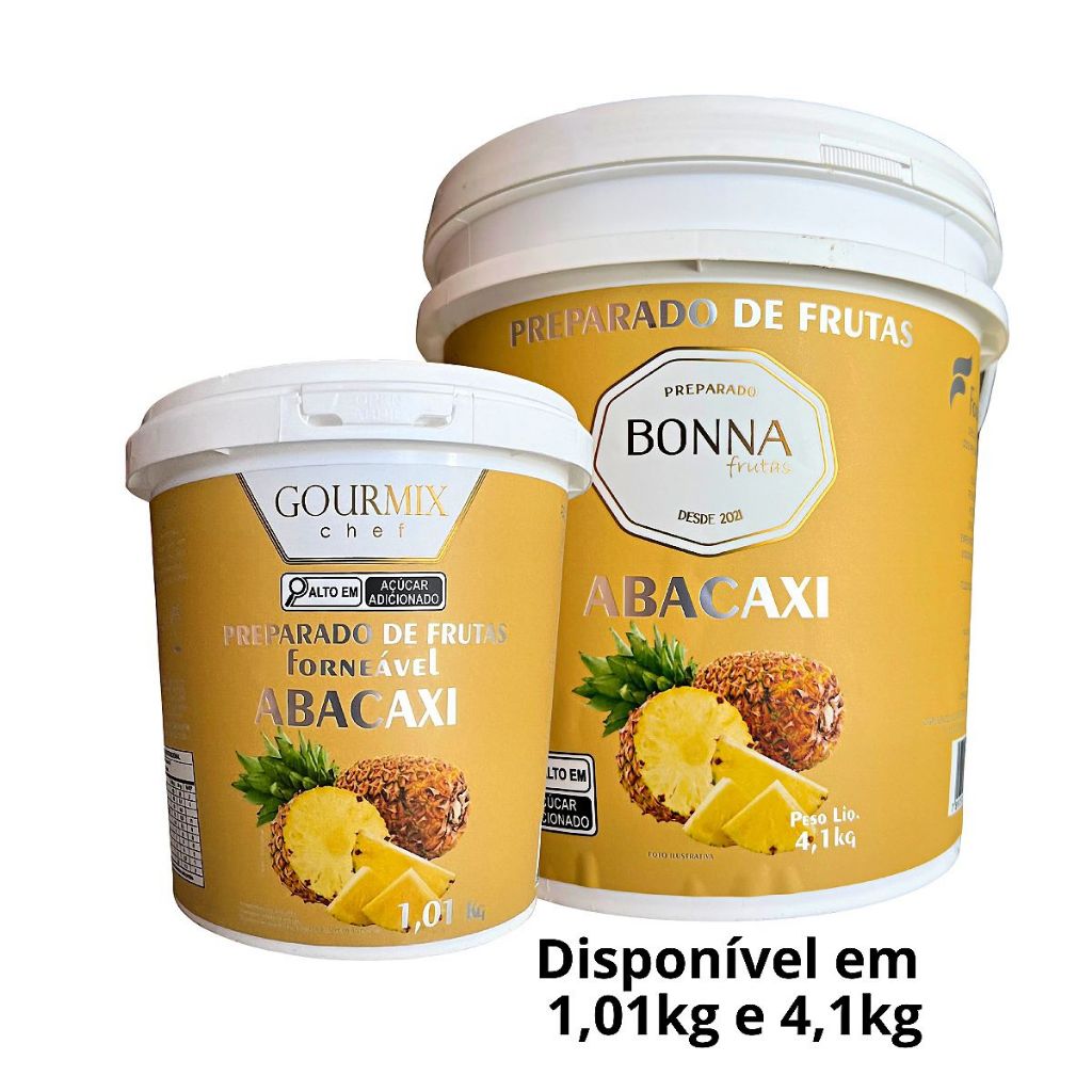 Polpa de Abacaxi Preparado de Frutas Gourmix Chef Bonna Frutas Recheio Cobertura e Drinks  1kg   4kg