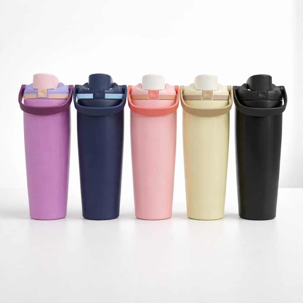 Garrafa Térmica Grande em Aço Inox com Canudo Alça e Trava Parede Dupla Colorida 900ML em Oferta na Shopee