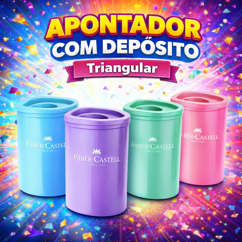 Apontador Com Depósito Triangular Tom Pastel Plástico Original FABER-CASTELL