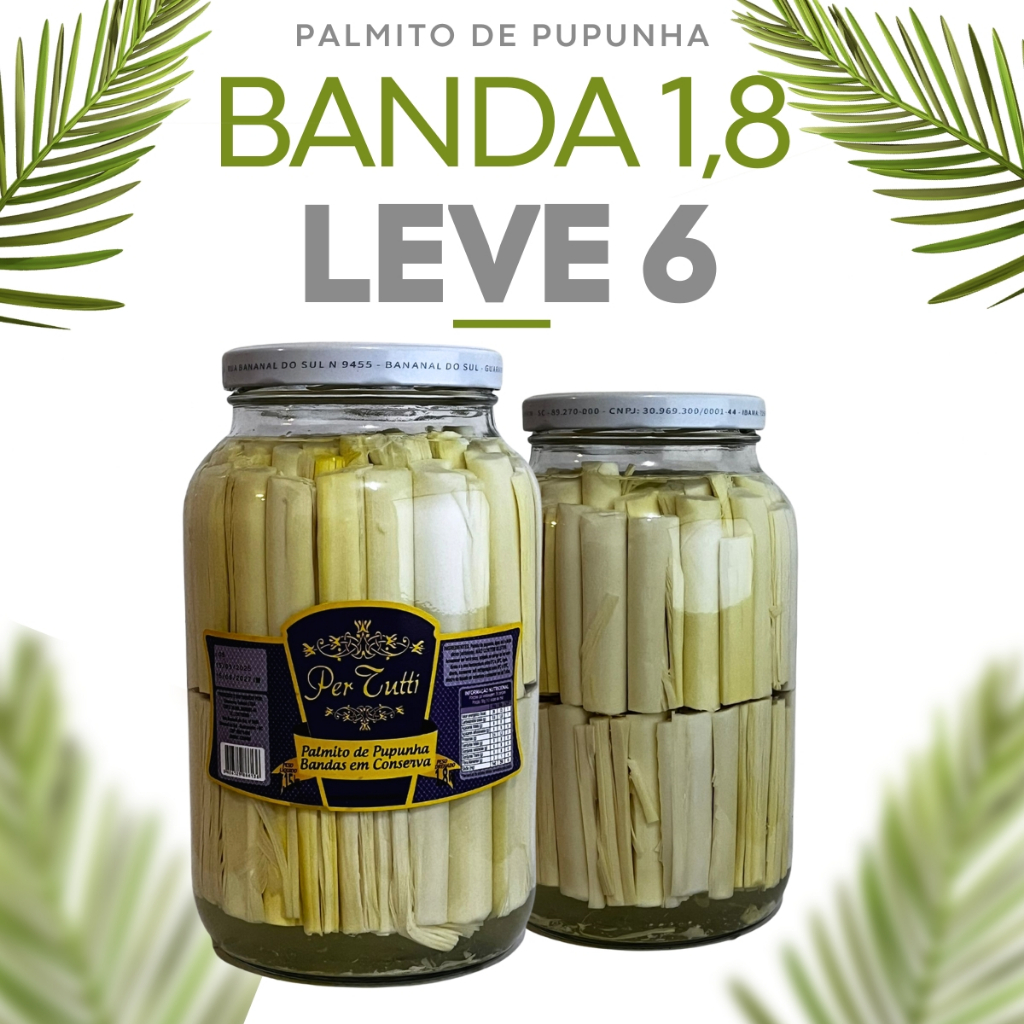 Kit 6 Palmito Em Conserva Pupunha Banda 1,8Kg Tipo Banda Selenza PerTutti