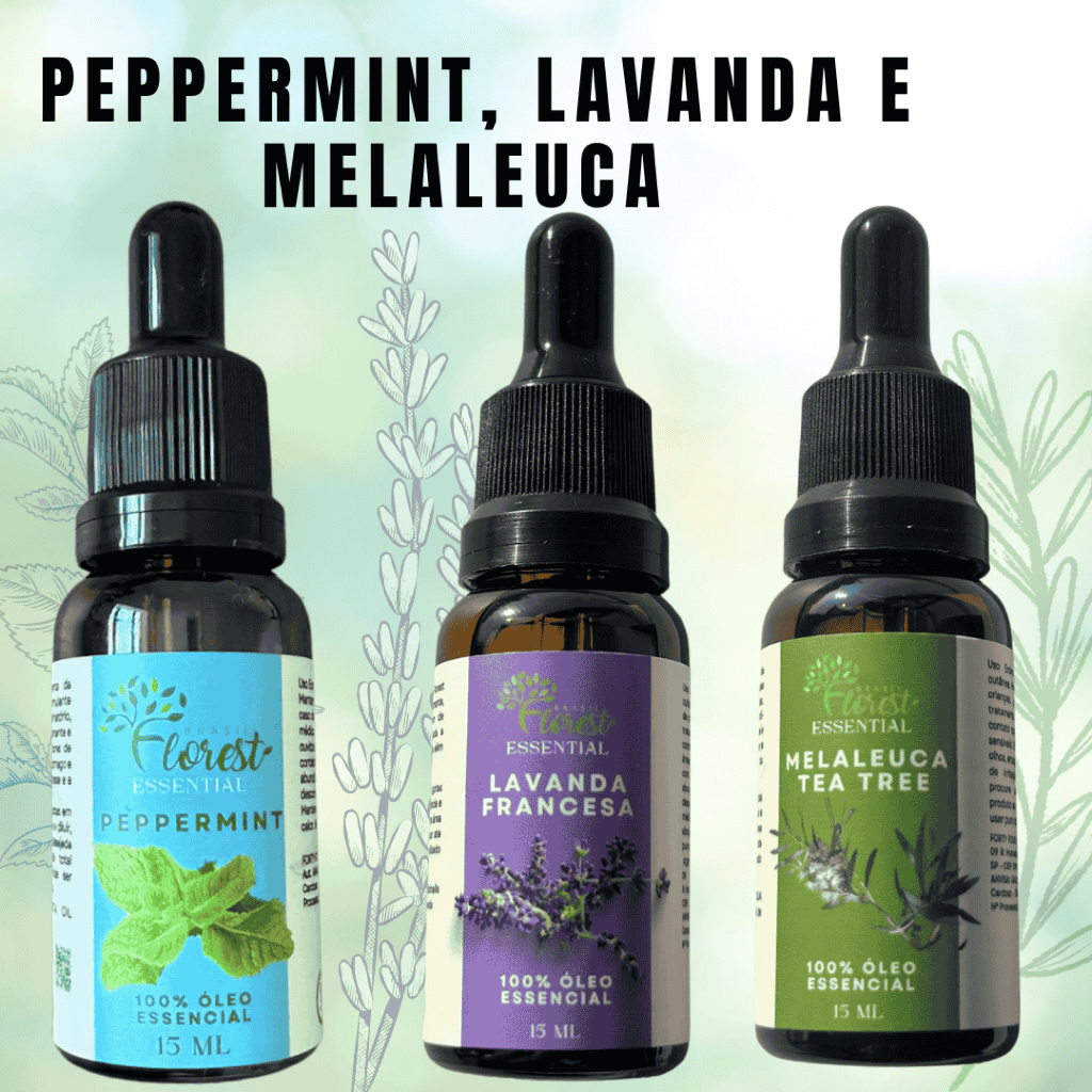 KIT ÓLEO ESSENCIAL DE MELALEUCA + LAVANDA + PEPPERMINT FLOREST BRASIL em Oferta na Shopee