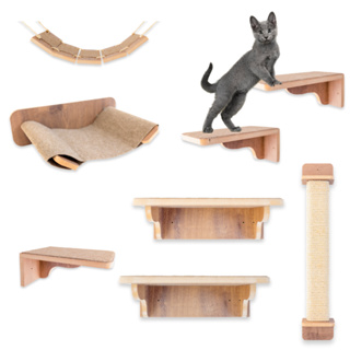 Playground 8 Peças MDF REFORÇADO 15mm LAMINADO Arranhador, Rede, Degraus e Ponte Parque para Gatos em Oferta na Shopee