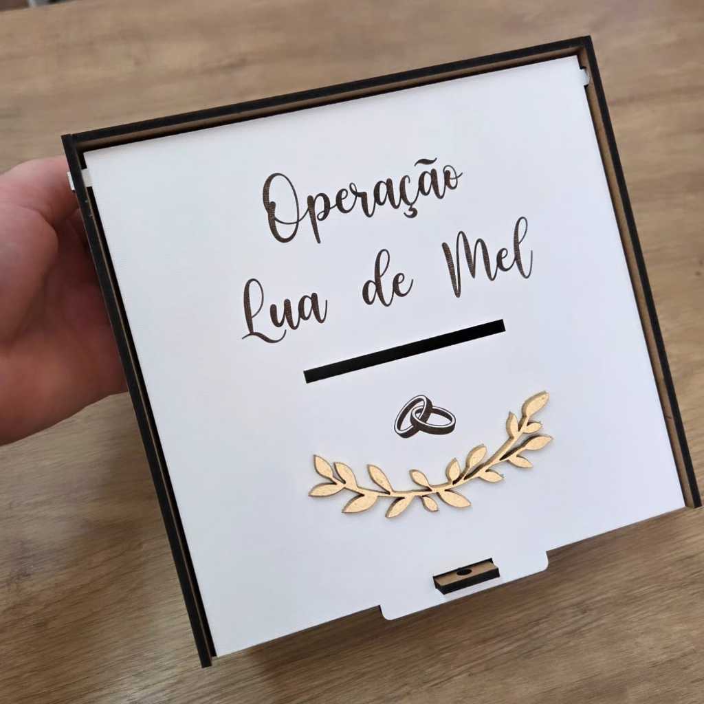 Caixa Urna Pix Personalizada Operação Lua de Mel Casamento - Espaço para QR Code em Oferta na Shopee