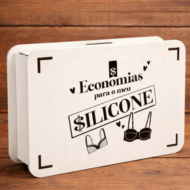 Caixa Cofre Corta Gravata Economia Para Silicone Para Casamento Lua De Mel Organizador de Dinheiro MDF Viagem Silicone