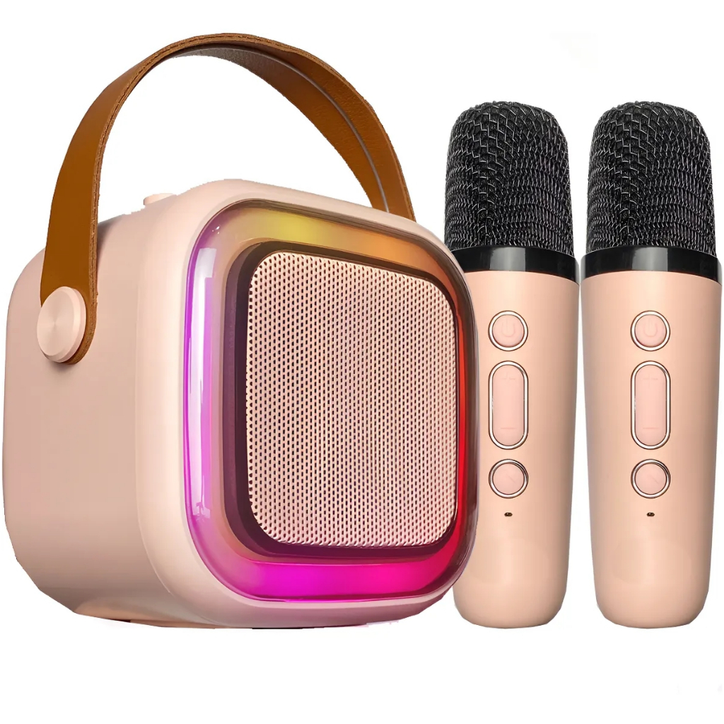 Caixinha de Som Karaokê com 2 Microfone Bluetooth Infantil