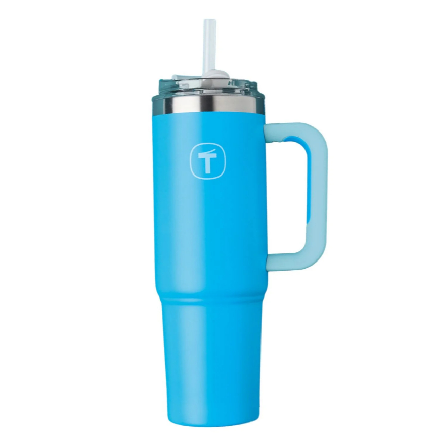 Copo Térmico Big T com canudo 1,1L Azul Grécia Tupperware
