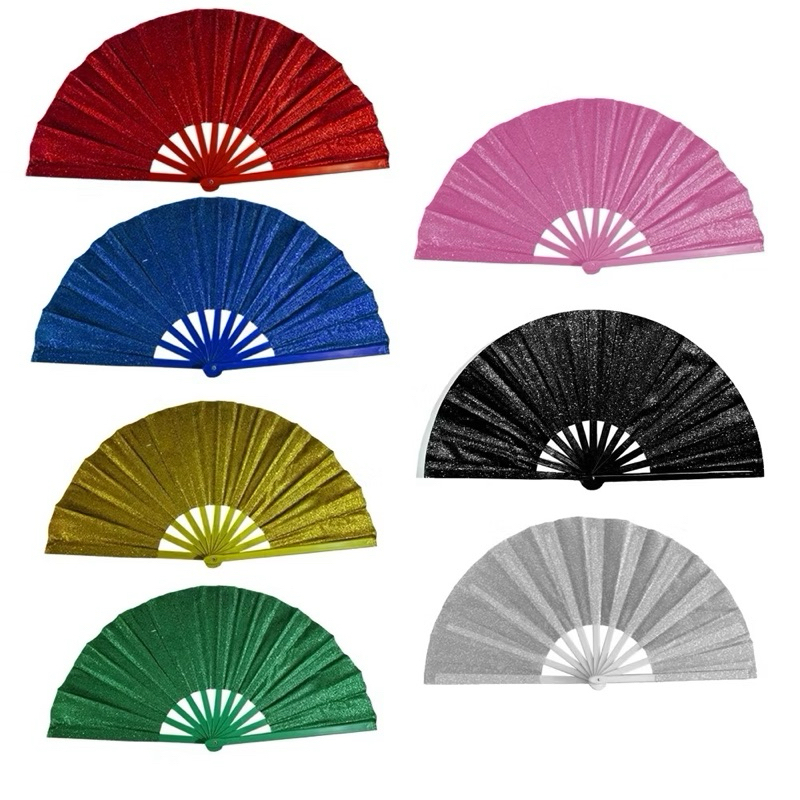 Leque Oriental Brilho Glitter Colorido Para Festa Dança Carnaval Decoração-G