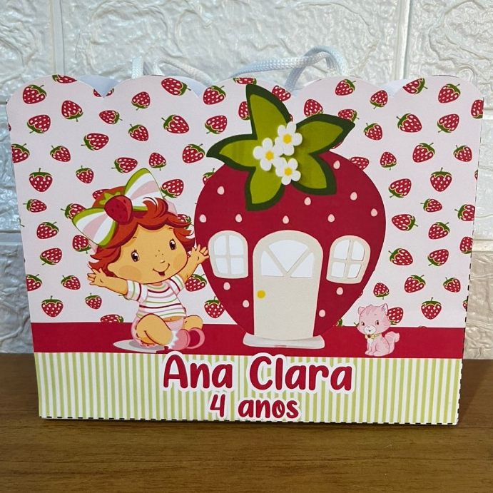 SACOLINHA MORANGUINHO Personalizado | Sacolinha | Lembrancinha | Mimos | Aniversário /MORANGUINHO ROSA