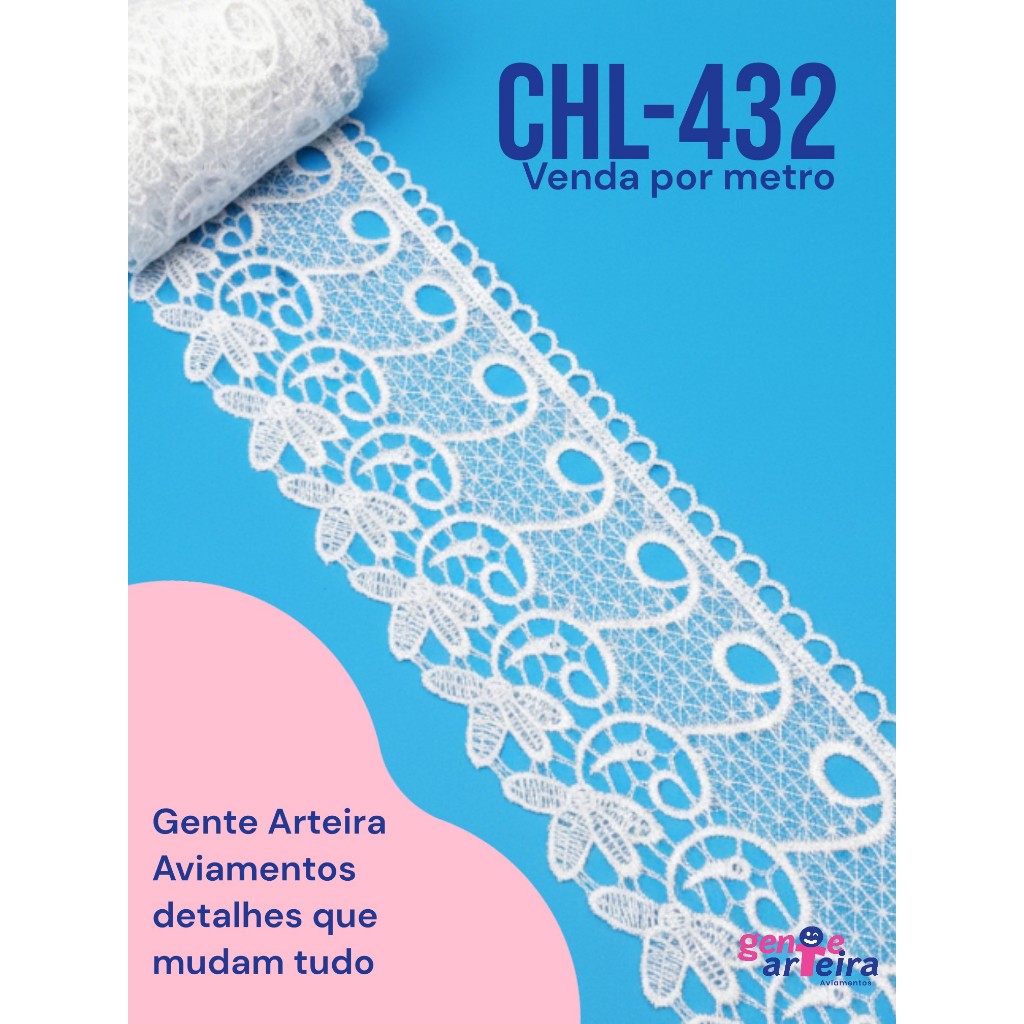 Renda Gupir CHL  432 - Tecido - 8cm - Por metro