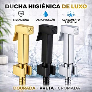 Ducha Higiênica Quadrada em Metal Inox – Chuveirinho Íntimo de Luxo para Banheiro (Dourada, Preta ou Cromada)