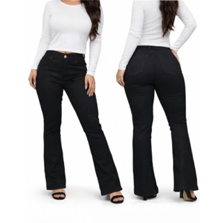 Calça Jeans Preta Feminina Flare Cintura Alta com Elastano – Do 36 ao 48 em Oferta na Shopee