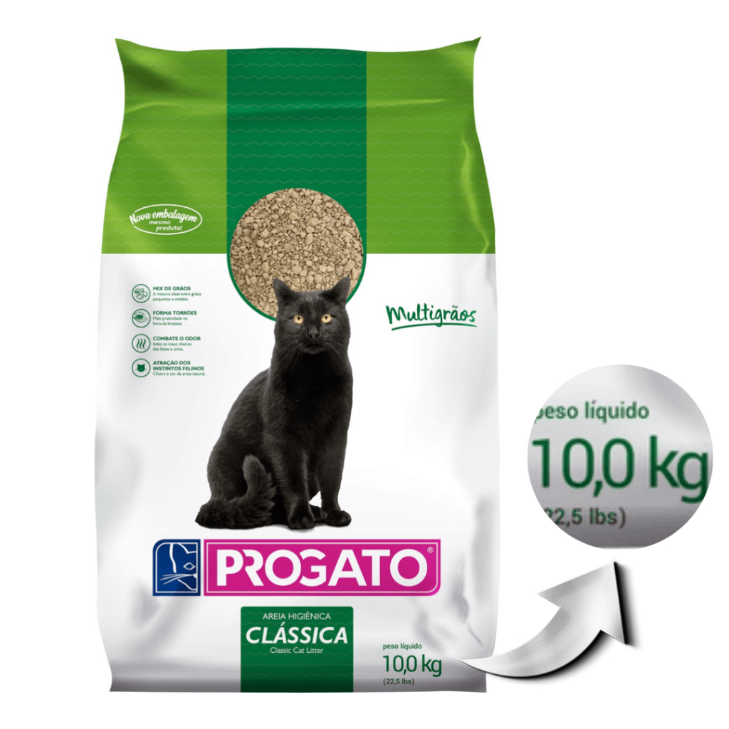 Areia Higiênica Progato Clássica Multigrãos 10 kg em Oferta na Shopee