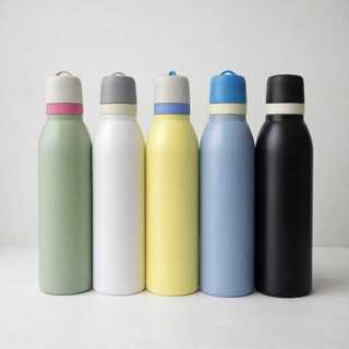 Garrafa Térmica em Aço Inox com Canudo Alça Parede Dupla Colorida 700ML