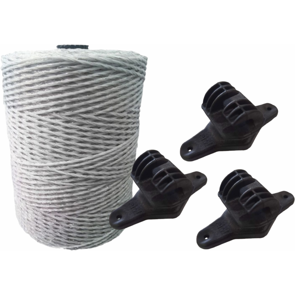 250m Fio eletroplastico BR + 50 isolador Slin PT REFORÇADO em Oferta na Shopee