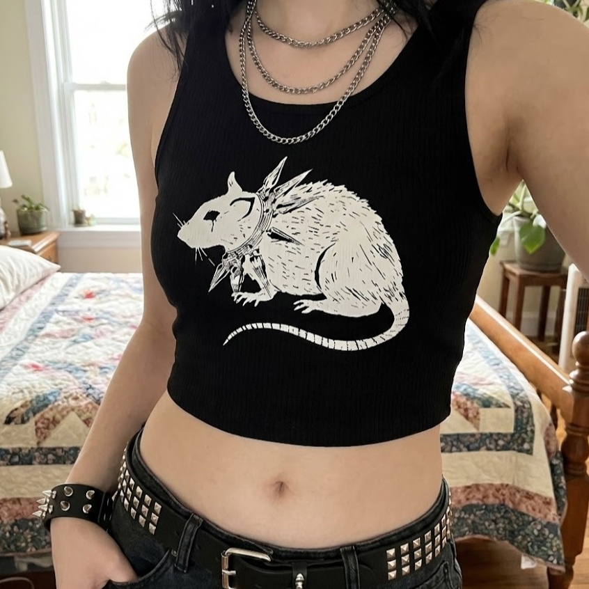 Cropped Top Regata Punk Rock Rat Mouse Rato Gótico Emo Preto Alternativo Style Scene Baby Tee Aesthetic Pinterest
