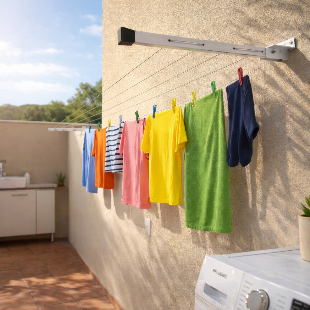 Varal De Parede Dobravel Alumínio Resistente Ate 60kg em Oferta na Shopee