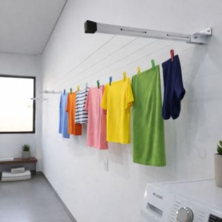 Varal dobravel de Parede o Mais Resistente da Categoria Até 80 Kg Dobrável 2 Hastes Premium em Oferta na Shopee