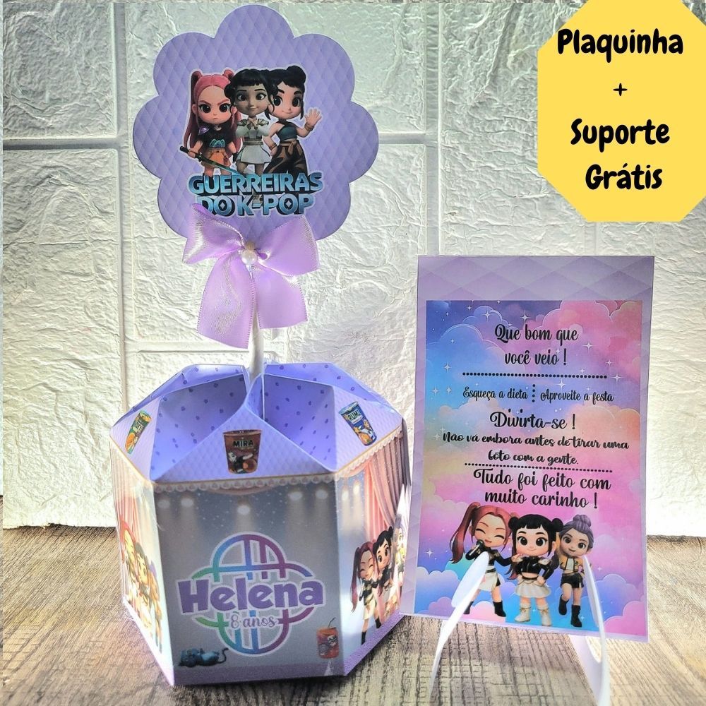 Guerreiras do K-Pop Centro de Mesa Cachepô Personalizado Enfeite Arranjo Lembracinha Festa Infantil  Aniversário