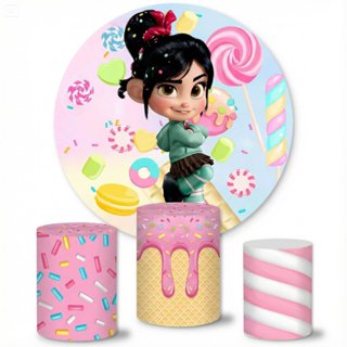 Capas Cilindro + Painel Redondo Vanellope Detona Ralph Sublimado Ref 49 em Oferta na Shopee