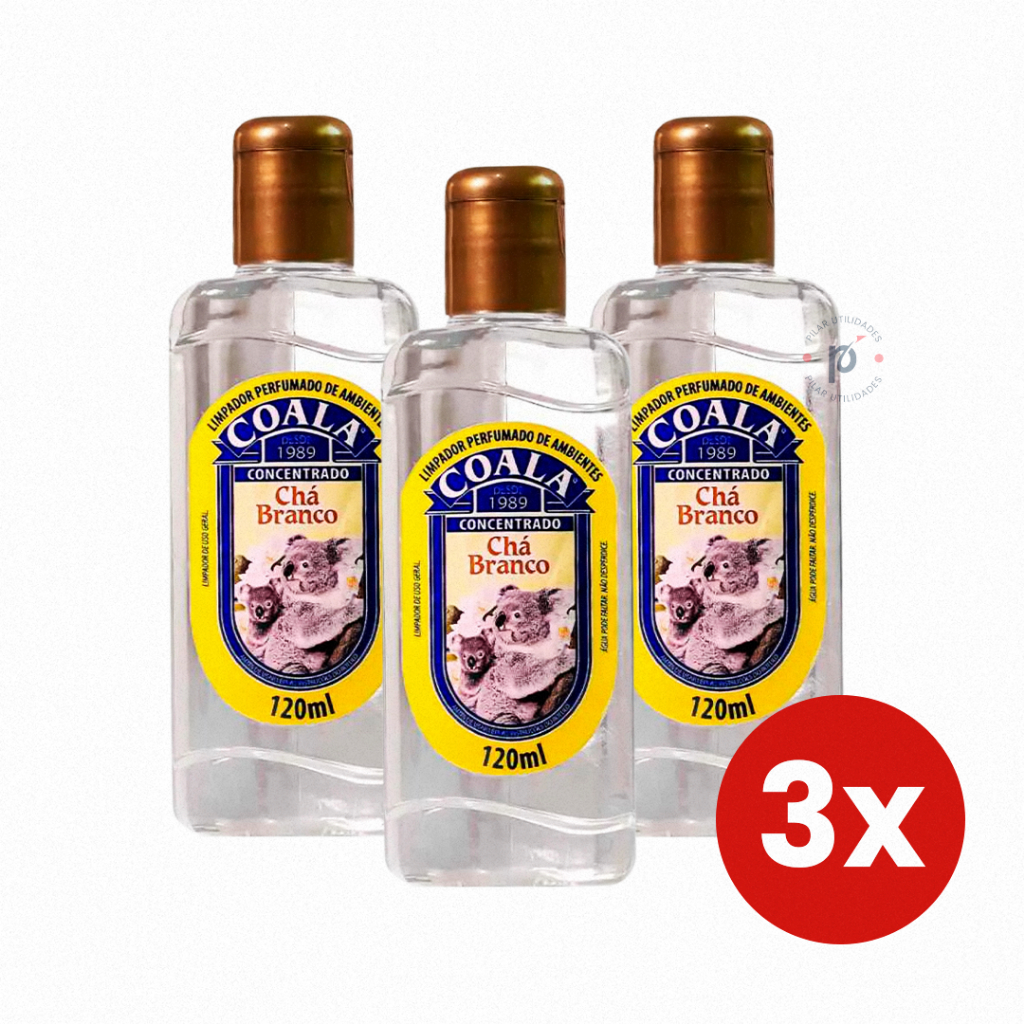 Kit 3 Coala Essências Limpador Perfumado de Ambientes Desinfetante Concentrado Chá Branco 120ML em Oferta na Shopee