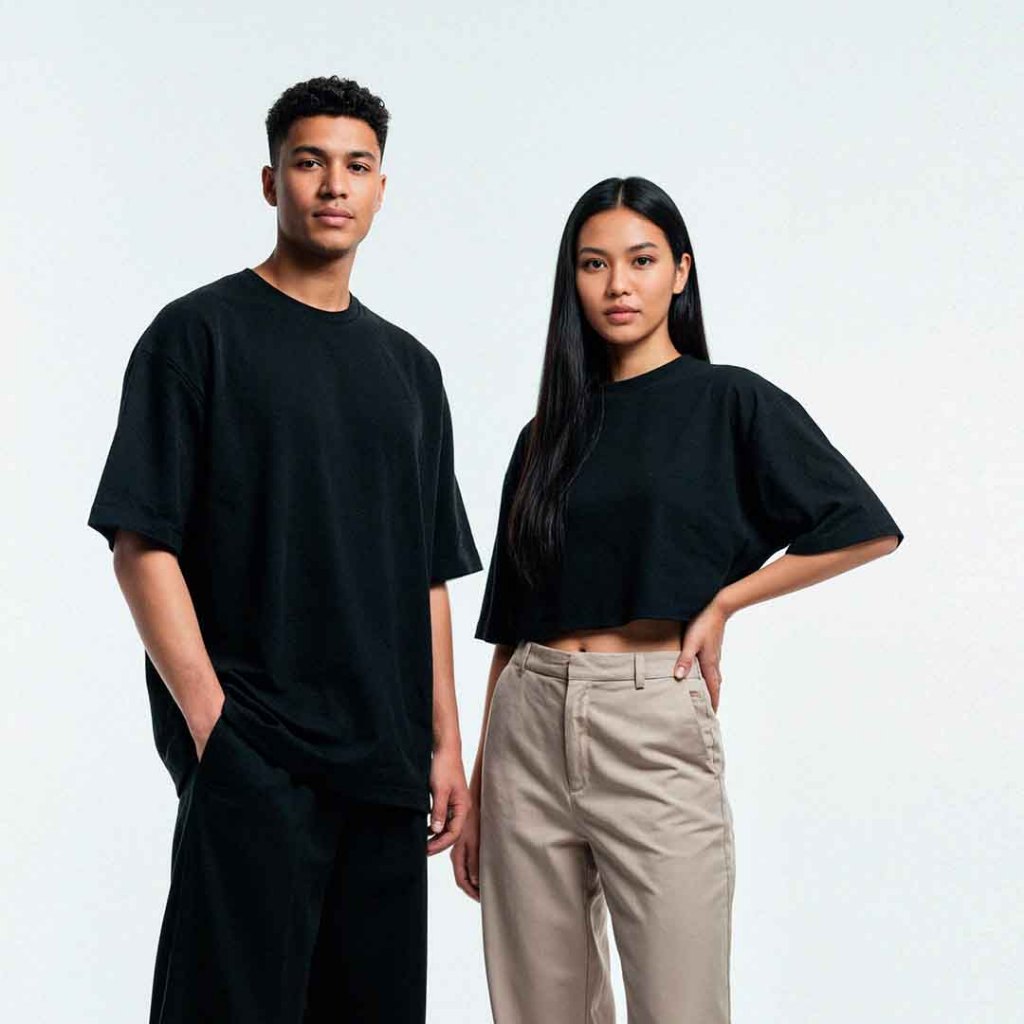 Kit casal cropped oversized + camiseta stret/Kit casal cropped oversized + camiseta stret/cropped/camiseta/kit basico