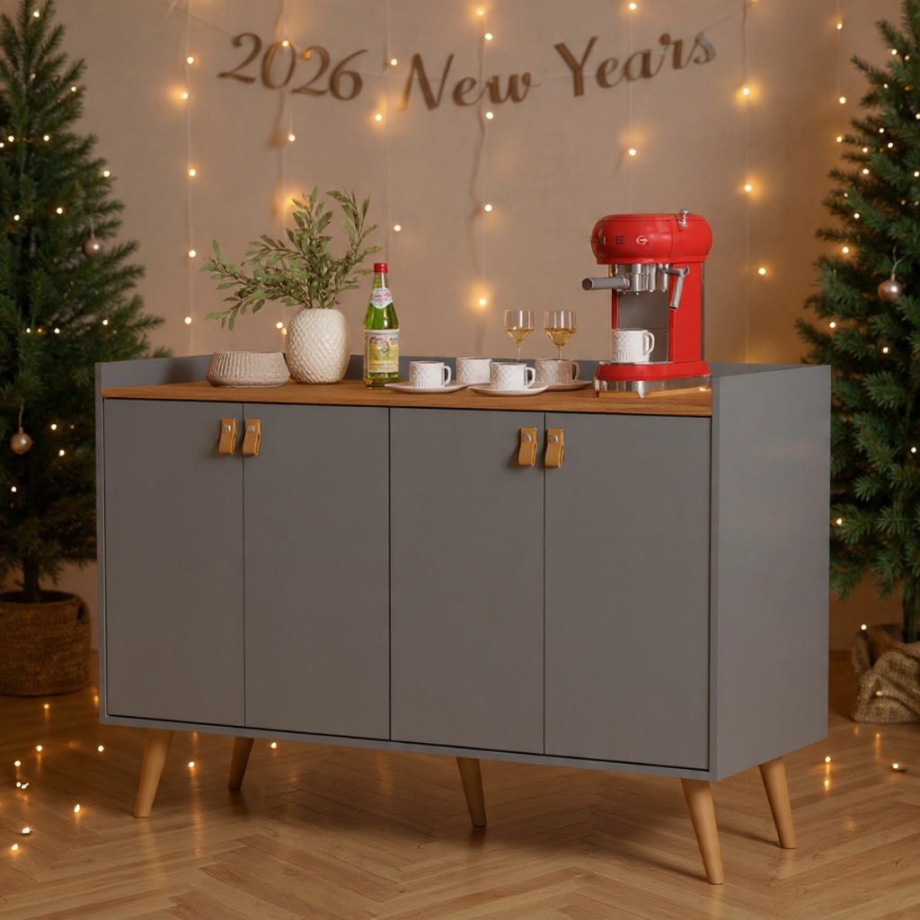 Aparador Buffet Retrô Cantinho Do Café Decoração Sala De Jantar 2,3,4 Portas Luana Cores P...