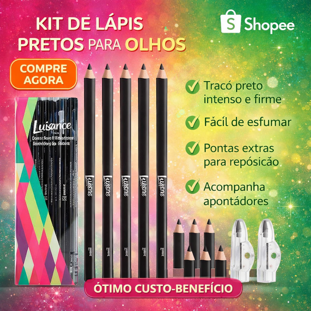 LAPIS PARA OLHOS PRETO COM APONTADOR - LUISANCE em Oferta na Shopee