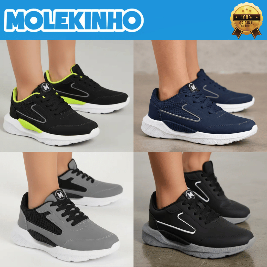 Tênis Molekinho Meninos Esportivo Juvenil Casual Escolar Faixa Respirável Confortável Original em Oferta na Shopee