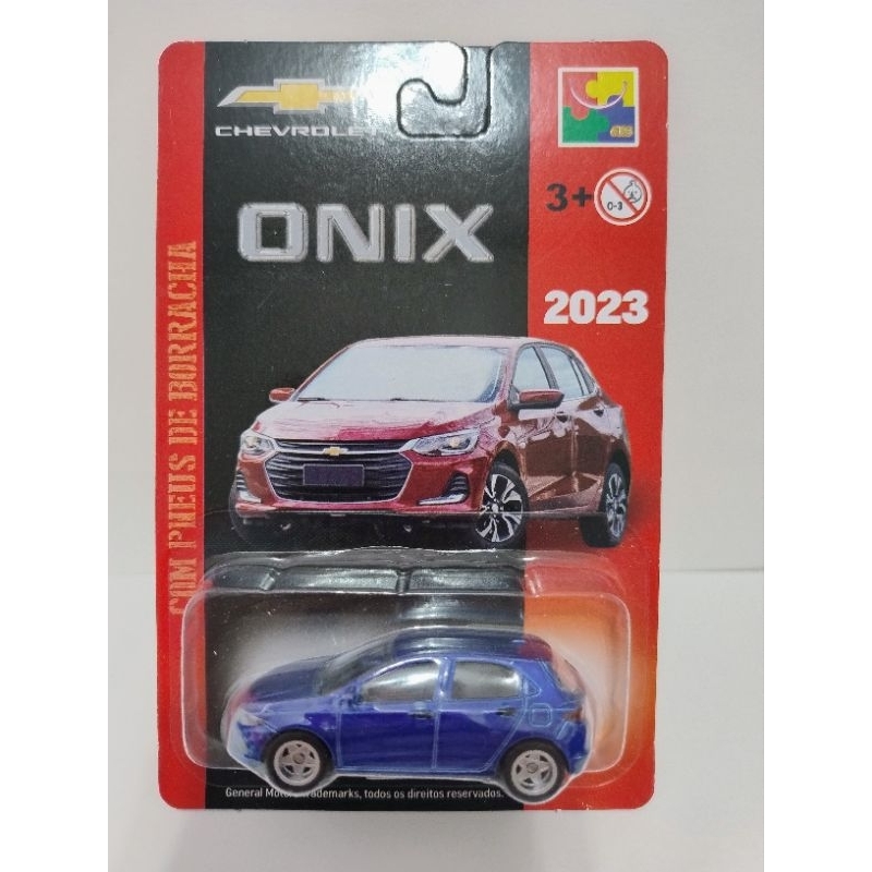 MINIATURA ONIX CHEVROLET AZUL COM PNEUS DE BORRACHA
 MARCA CKS 1:64
