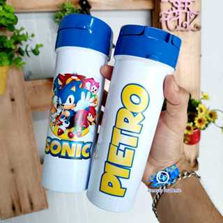 Garrafa para Água Plástica Sonic com nome personalizado escolar infantil em Oferta na Shopee