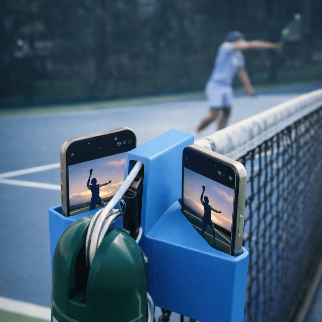 Suporte Duplo Para Celular Na Rede Para Filmar Jogos Beach Tennis ou Vôlei na Rede