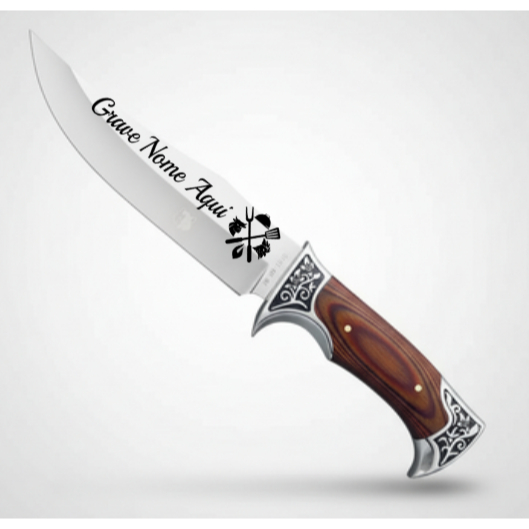 Faca Personalizada De Caça Pesca Churrasco Luxo com seu Nome Gravado