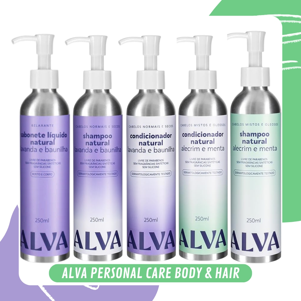 Shampoo / Condicionador Alecrim e Menta Lavanda e Baunilha 250ml Alva Personal Care Natural Vegano