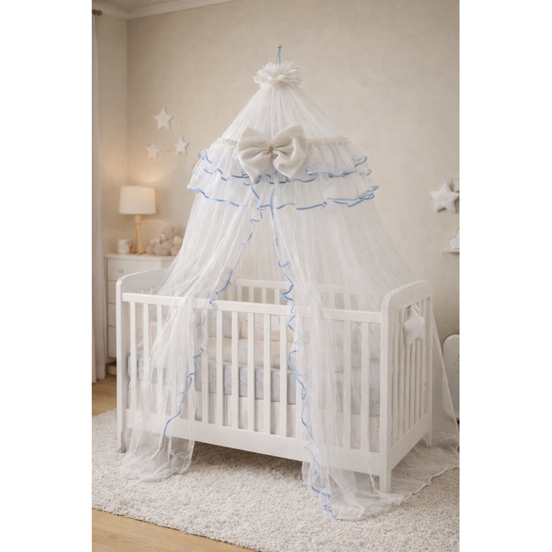 Mosquiteiro de Teto para Berço Renda Micro Furos Proteção para seu Bebê (mosquiteiro de berço)