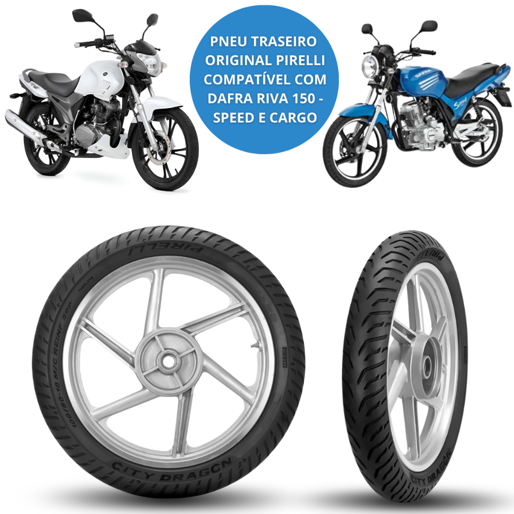 Pneu Moto Dafra Riva 150 Speed e Cargo Traseiro Pirelli 90/90-18 City Dragon Sem Câmara Reforçado Original
