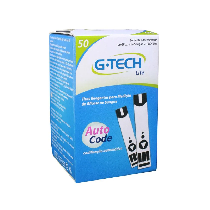 1 TUBO - TIRAS REAGENTES G-TECH LITE 50 UNIDADES | MEDIÇÃO DE GLICOSE | ORIGINAL
