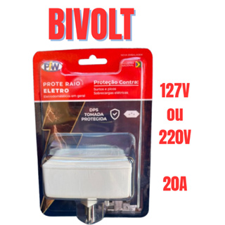 PROTETOR DE RAIO ELETRO - 2 TOMADAS PROTEGIDAS - BIVOLT - 20A em Oferta na Shopee