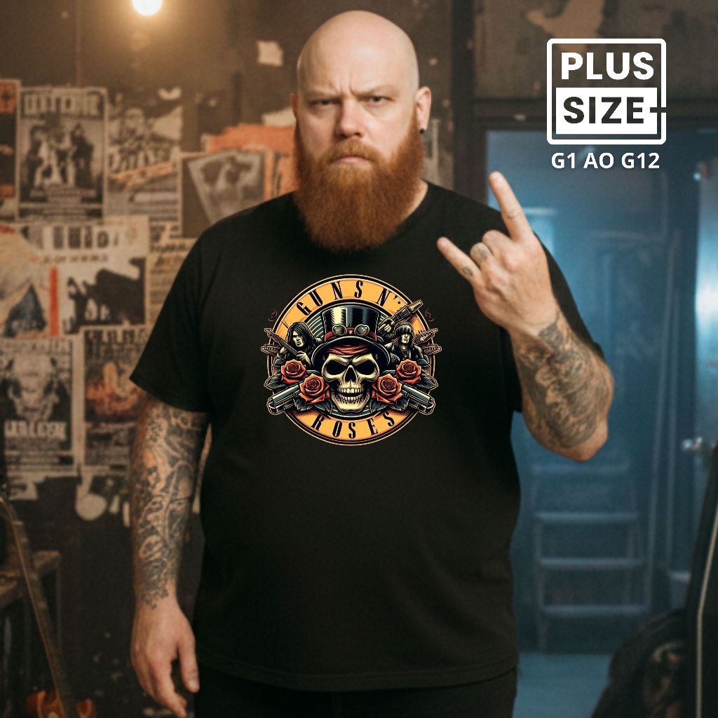 Camiseta Rock Plus Size G1 ao G12 Estampas Diversas Bandas Clássicas Tecido Confortável e Respirável