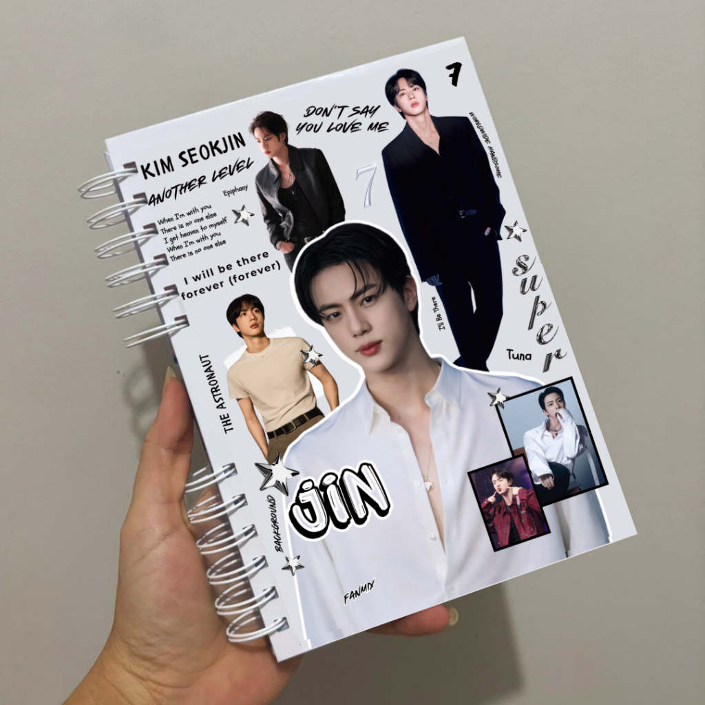 Caderno Personalizado A5 Jin BTS com 100 folhas Decoradas Capa Dura em Oferta na Shopee