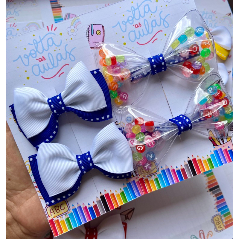 kit de laços infantil escolar laço escolar par de laço de cabelo em Oferta na Shopee