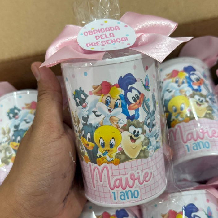 Cofrinho Personalizado Baby Looney Tunes Menina - Rosa  - Cofre Personalizado- Embalado com Laço e Tag - Qualquer tema em Oferta na Shopee