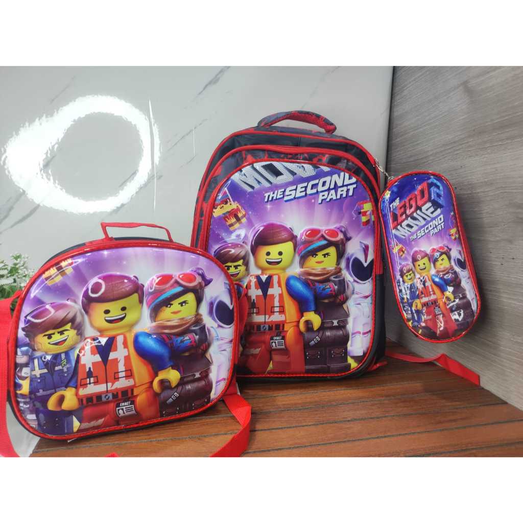 Kit Mochila Escolar com Rodinhas e de costas 3 Peças - Mochila + Lancheira + Estojo / Minecraft / Roblox