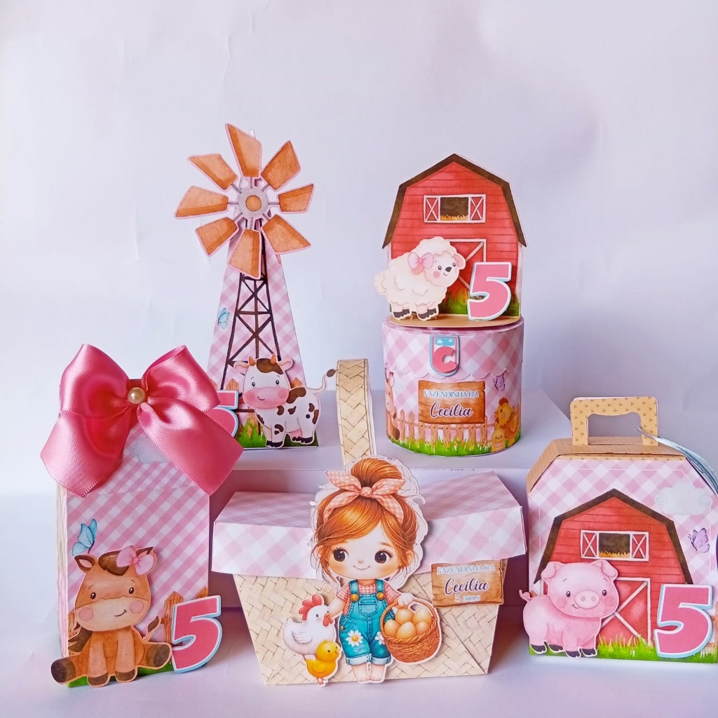 Kit Festa Personalizado Fazendinha Rosa/ Fazendinha Menina/ Lembrancinhas Fazendinha/Personalizados Fazendinha Rosa
