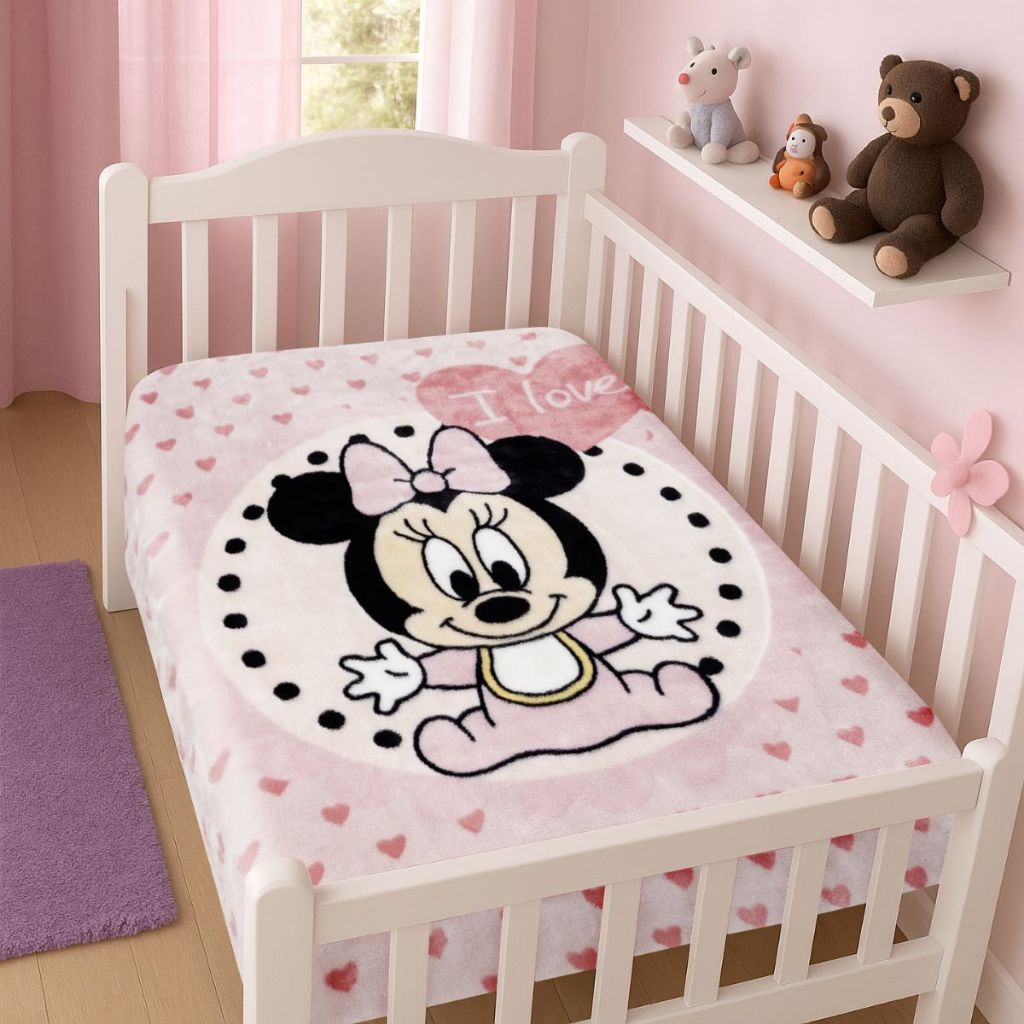 Cobertor Para Berço Bebê Jolitex Raschel Quentinho Disney Baby Minnie!
