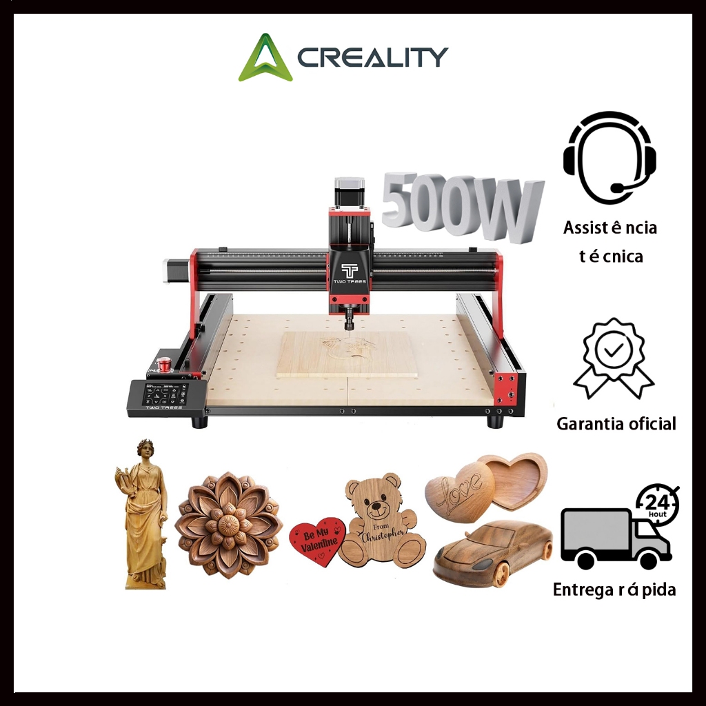 TWOTREES TTC 450 Pro CNC Máquina de gravação 110-240V Cnc Router Metal/alum/acríl+aparador 500W/80W em Oferta na Shopee
